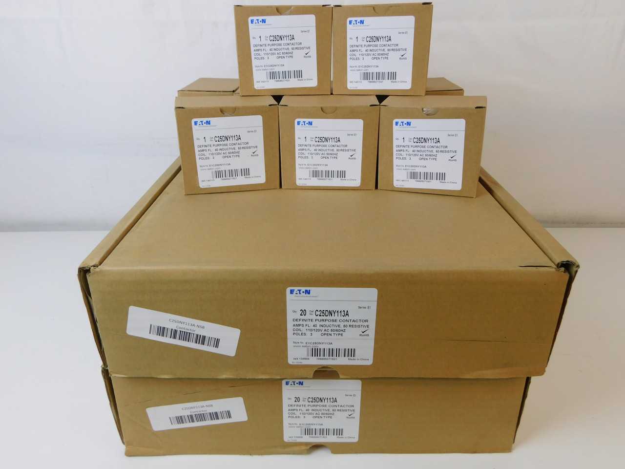Quantity 50 of Eaton C25DNY113A Definite Purpose Contactor Open 3P 40A 120VAC - CONTACTORS