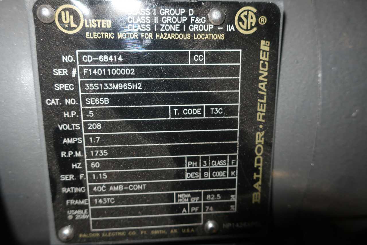 BALDOR SE65B MOTOR .5HP 208V 1735RPM 3PH 143TC - ELECTRIC MOTORS