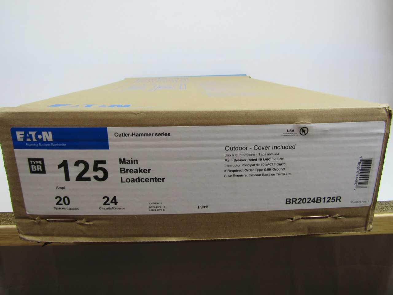 Lot of Quantity 1x BR2024B125R Main Breaker Panel - ELECTRICAL COMPONENTS