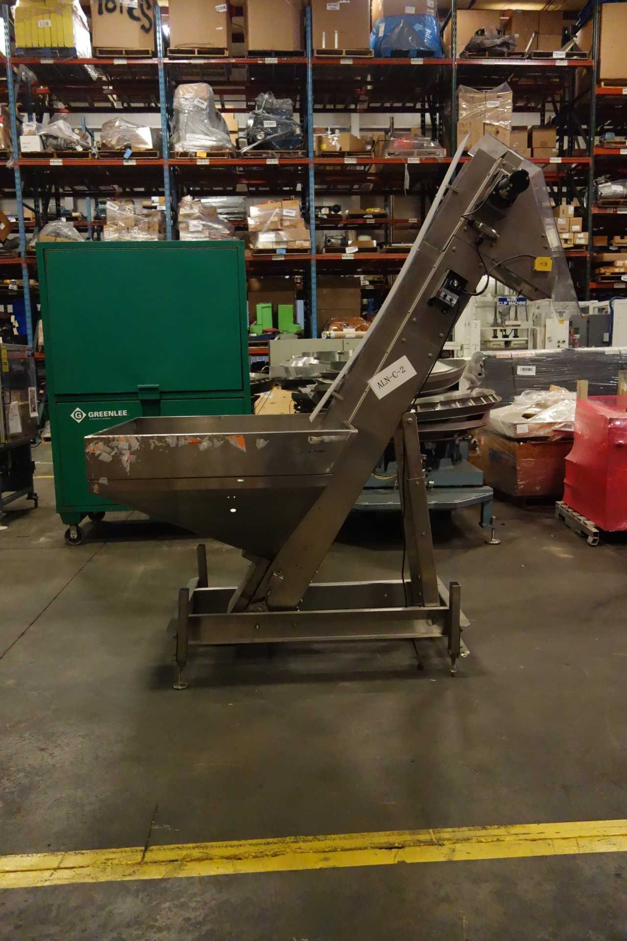 STAINLESS STEEL HOPPER WITH ELEVATING CONVEYOR - FOOD & BEVERAGE