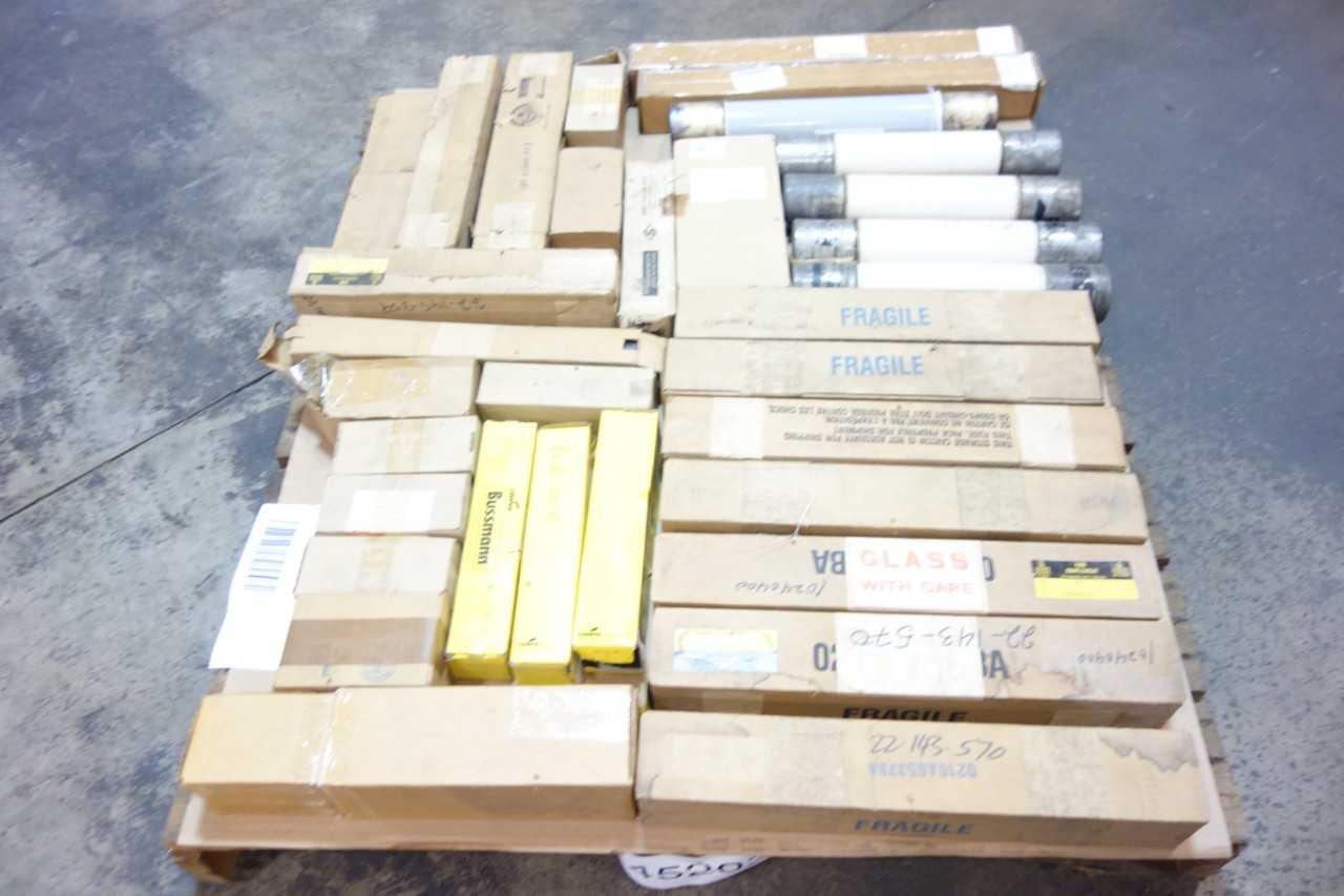 1 PALLET OF ASSORTED AC FUSES- COOPER BUSSMANN, GENERAL ELECTRIC - ELECTRIC MOTORS
