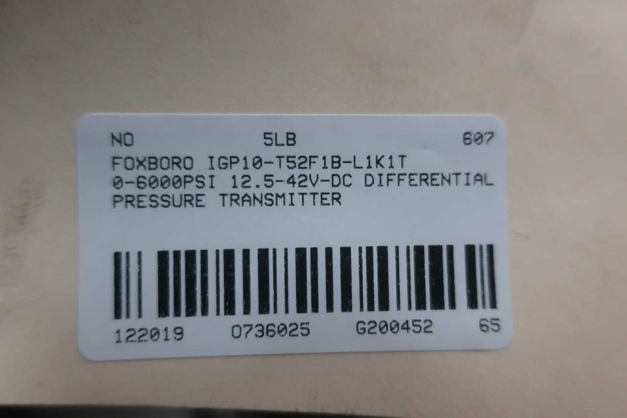 FOXBORO IGP10-T52F1B-L1K1T GAGE PRESSURE TRANSMITTER 0-6000PSI 12.5-42V-DC - INSTRUMENTATION