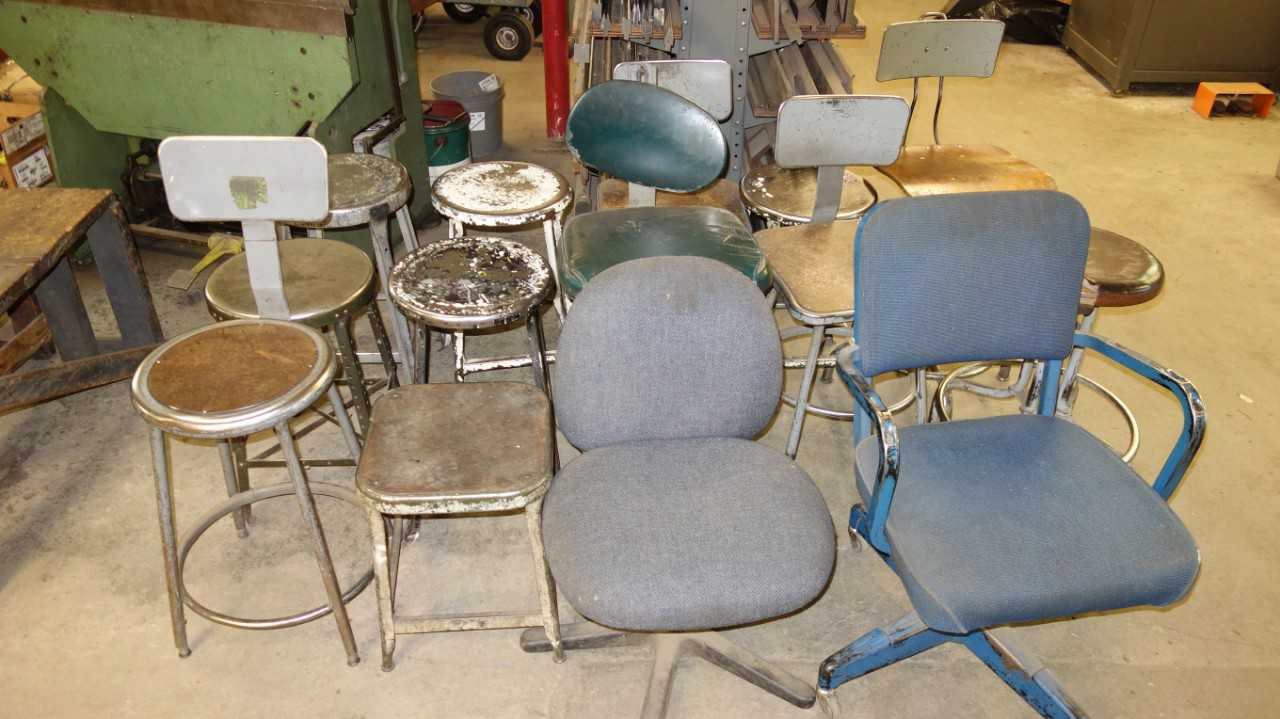 LOT OF 17 ASSORTED WORK CHAIRS, STOOLS (ADDITIONAL 3 CHAIRS WERE ADDED, 14 PICTURED) - PLANT & FACILITY