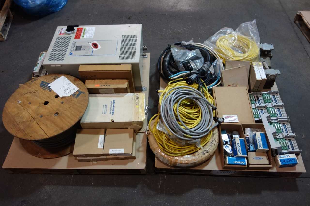 1 LOT OF ASSORTED ELECTRICAL AC MOTOR DRIVE, CABLE-WIRE CONTROLS, TERMINATION UNIT CONTROLS- ABB, YASKAWA, BAILEY - MOTOR DRIVES