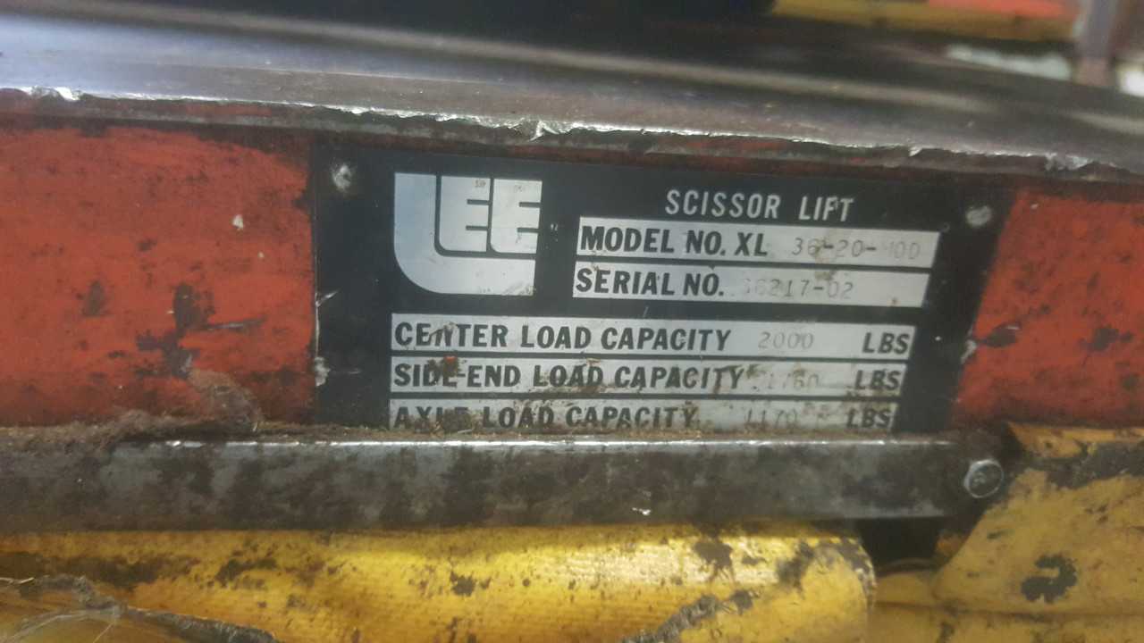 Lee XL36-20-MOD electric scissor lift table with roller conveyor, 2000lb capacity - LIFT CART