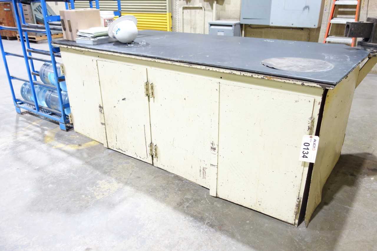 8'x4' steel work table without contents (bench vise not included) - PLANT & FACILITY