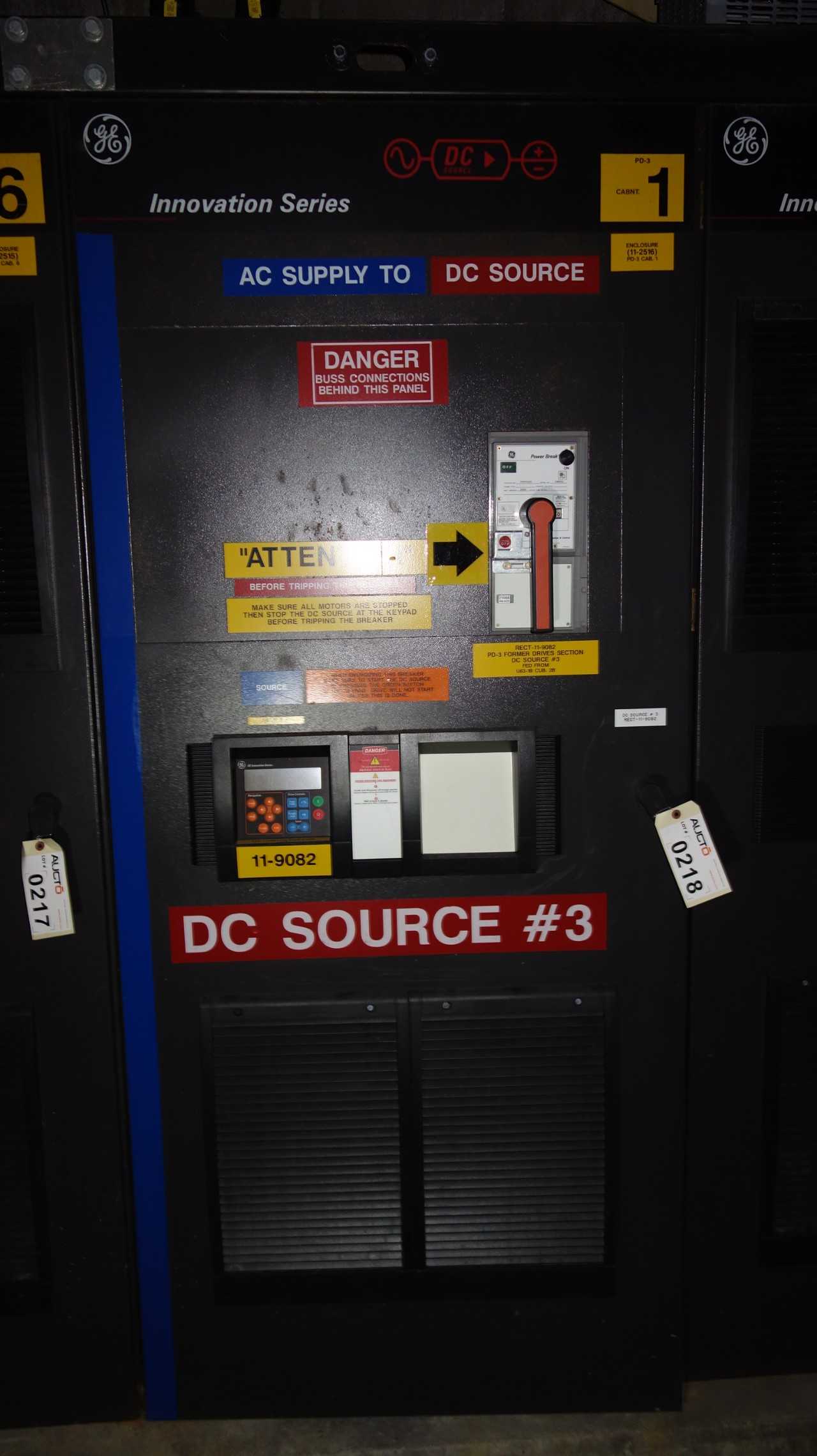 GE INNOVATION 3VVRJ607PR003 LV AC DRIVE CABINET W 2500A POWER BREAKER 11-9082 - MOTOR DRIVES