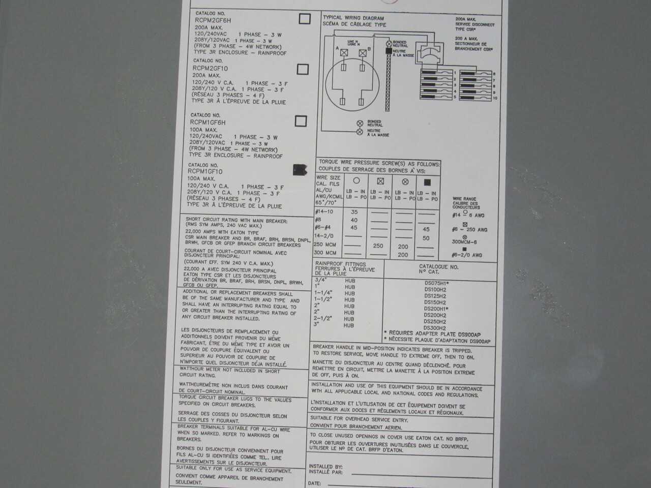 Eaton Panel w/ Breaker - CIRCUIT BREAKERS