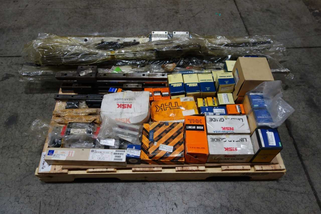 PALLET OF ASSORTED LINEAR BEARINGS   RAILS   GUIDES   BUSHINGS - BEARINGS