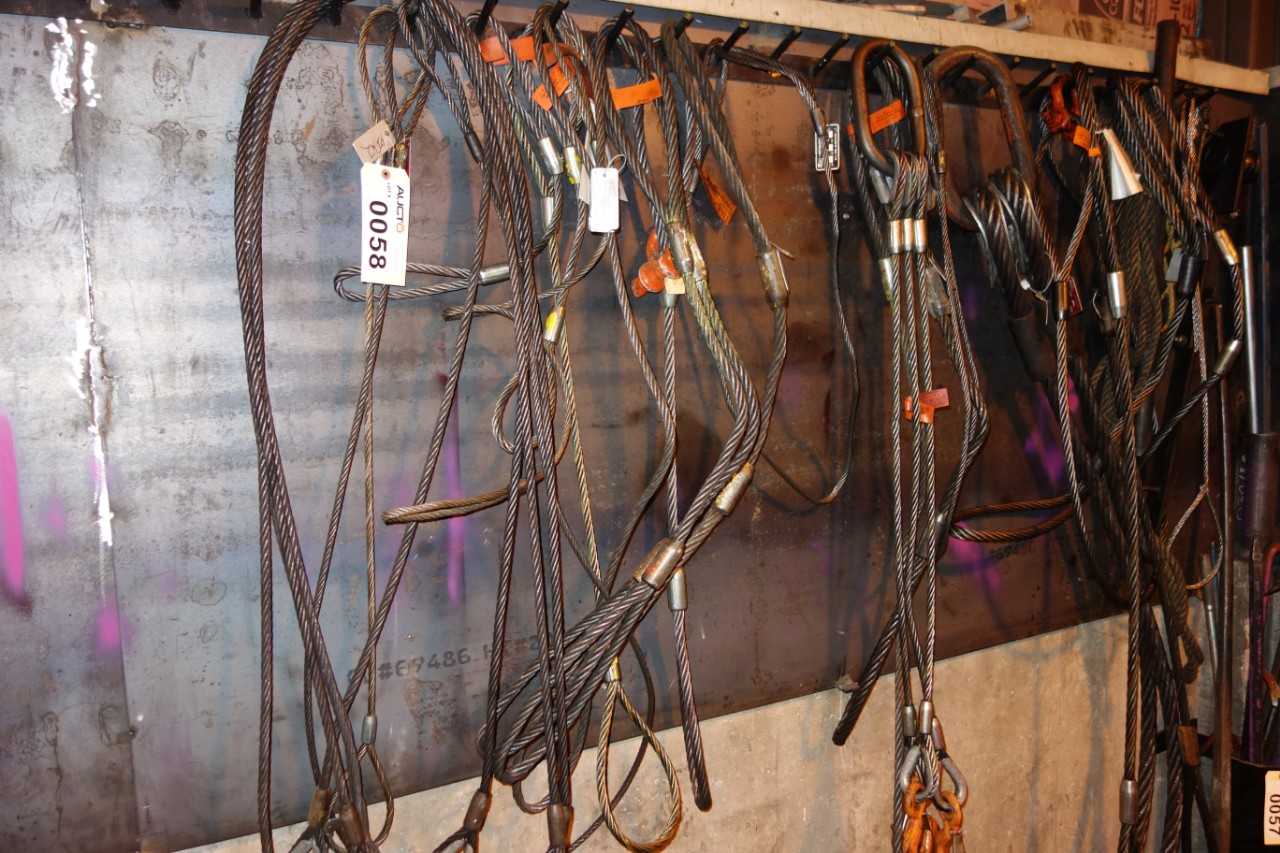 LOT OF ASSORTED RIGGING WIRE ROPE SLINGS - LIFTING EQUIPMENT
