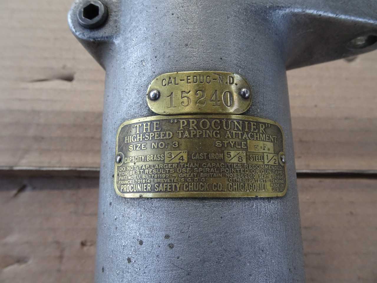 Procunier Tapping head, Vintage/ tapered shank - MACHINING ACCESSORIES & TOOLING