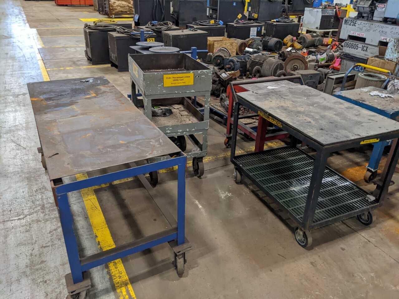 LOT OF 8 ROLLING STEEL CARTS - ROLLING CARTS