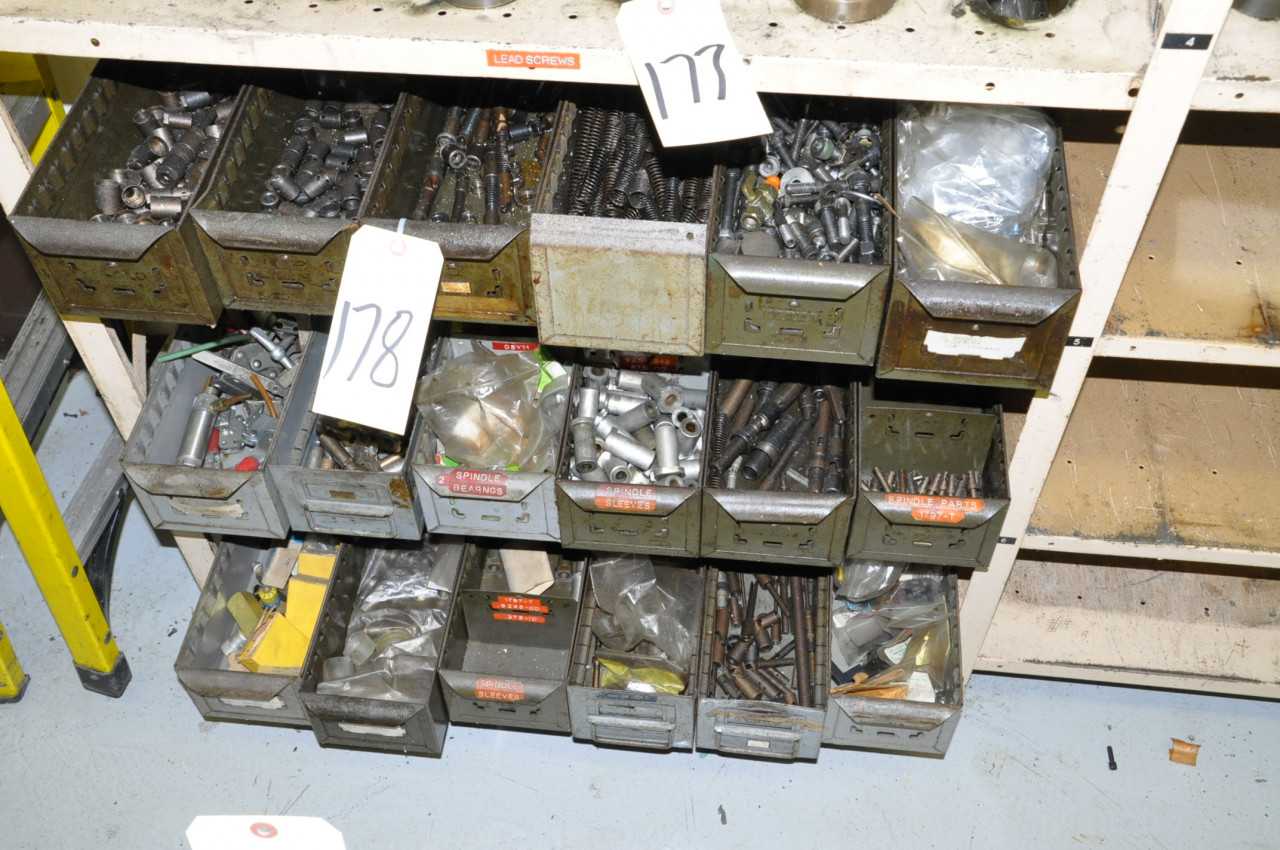 Lot-(18) Bins with Misc. Hardware Contents on (3) Shelves, - ELECTRIC POWER TOOLS