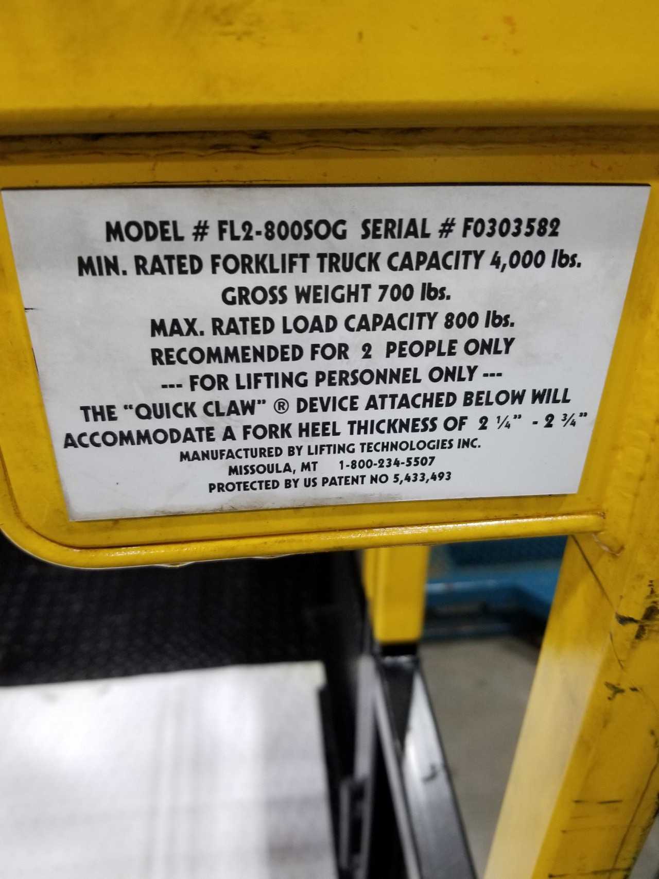 Lifting Technologies - Fork Lift Work Basket - LIFTING ATTACHMENTS