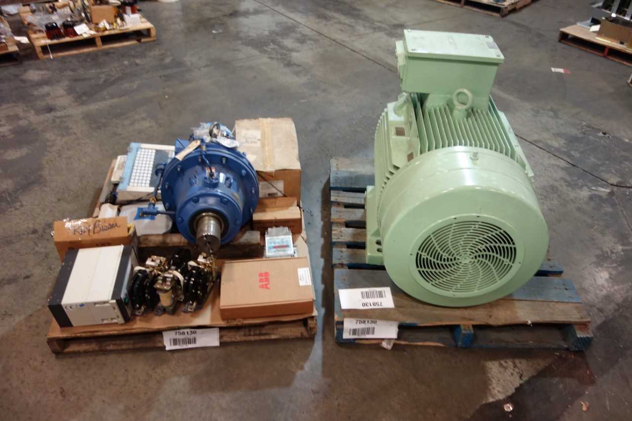 2 PALLETS OF ASSORTED AC MOTORS, CONTACTORSTEST EQUIPMENT, PROCESSOR CONTROLS - ELECTRIC MOTORS