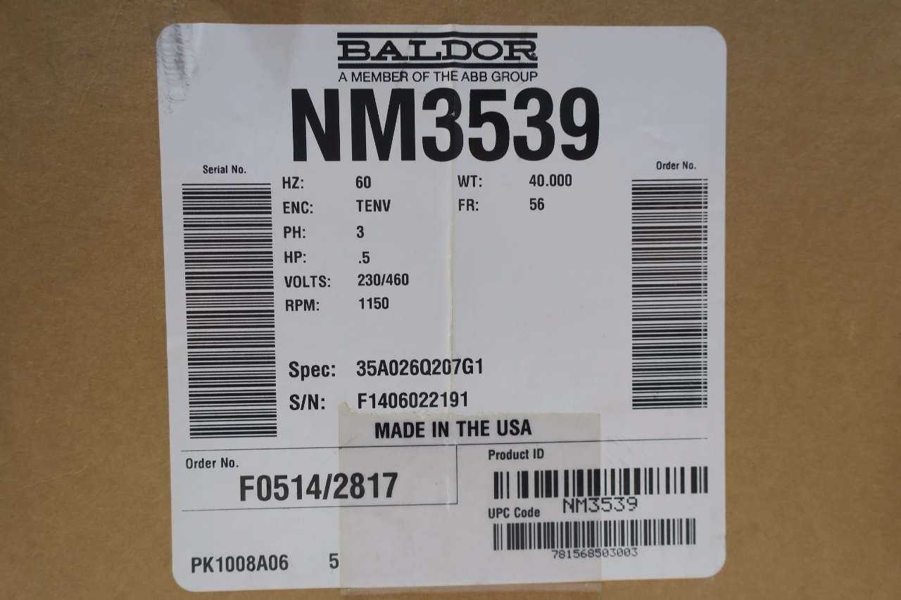 NEW BALDOR NM3539 1/2 HP 460V-AC ELECTRIC MOTOR - ELECTRIC MOTORS