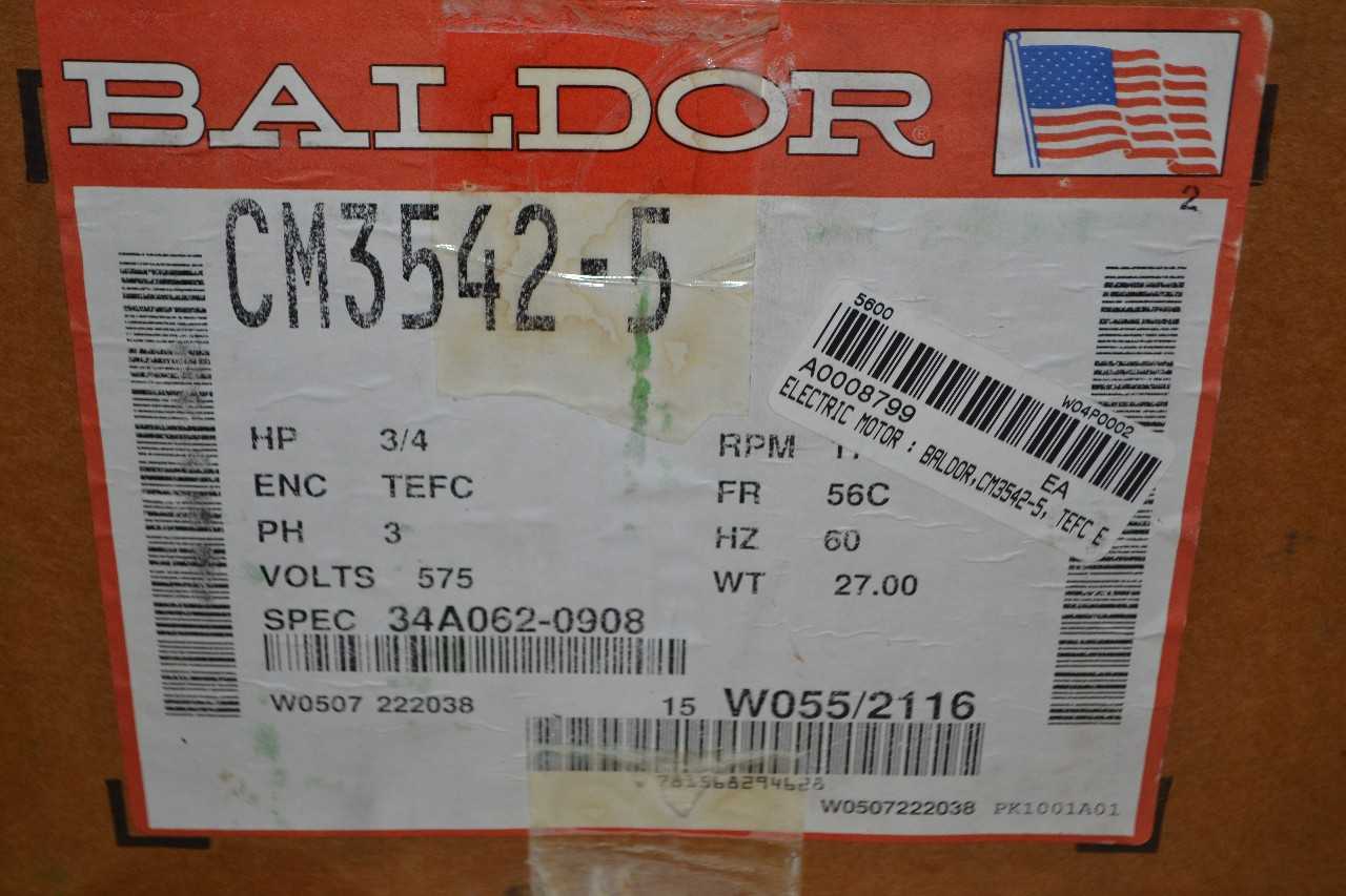 NEW BALDOR CM3542-5 3/4 HP ELECTRIC MOTOR - ELECTRIC MOTORS