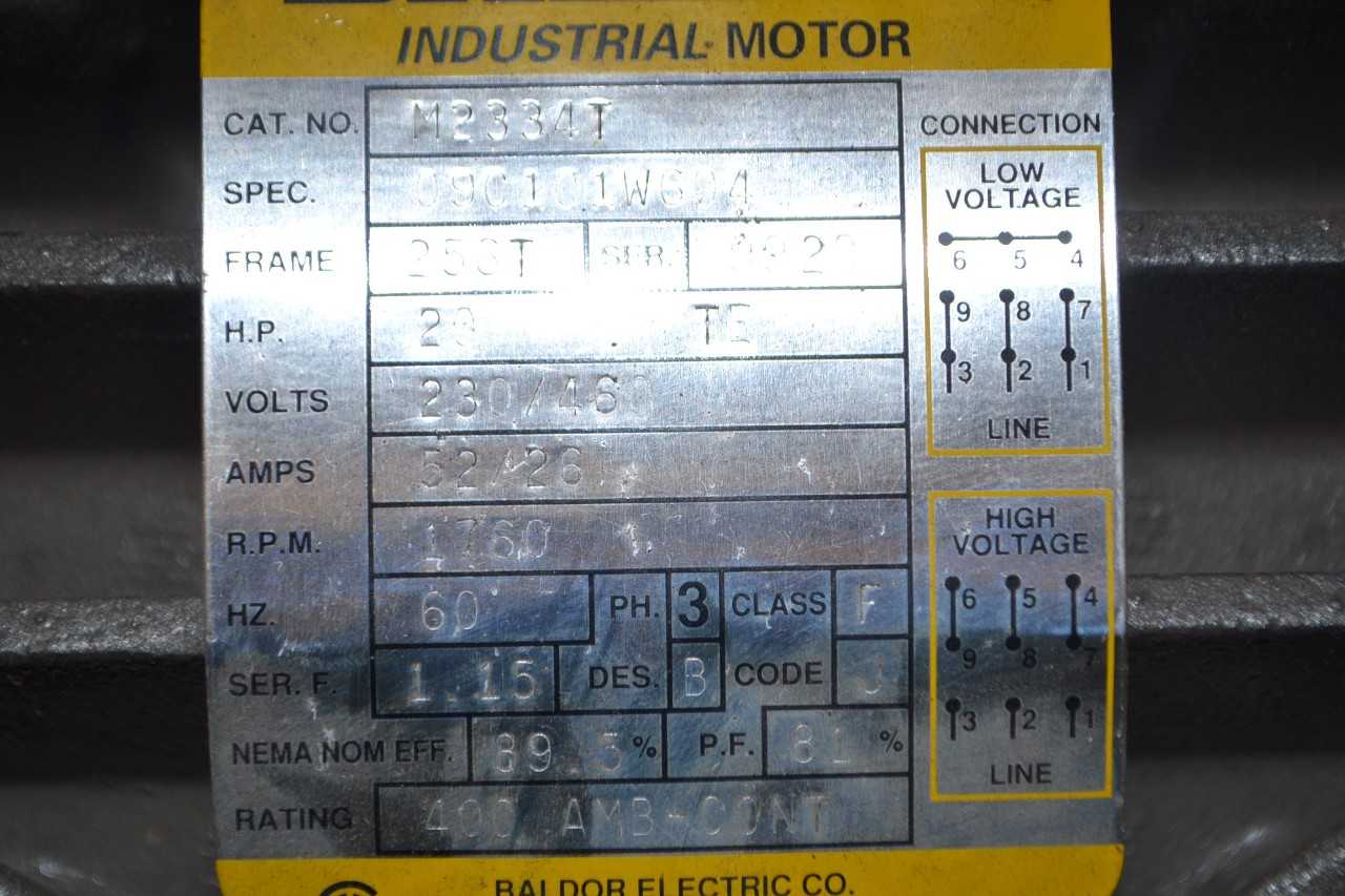 BALDOR M2334T 09C101W604, 20 HP 460V ELECTRIC MOTOR - ELECTRIC MOTORS