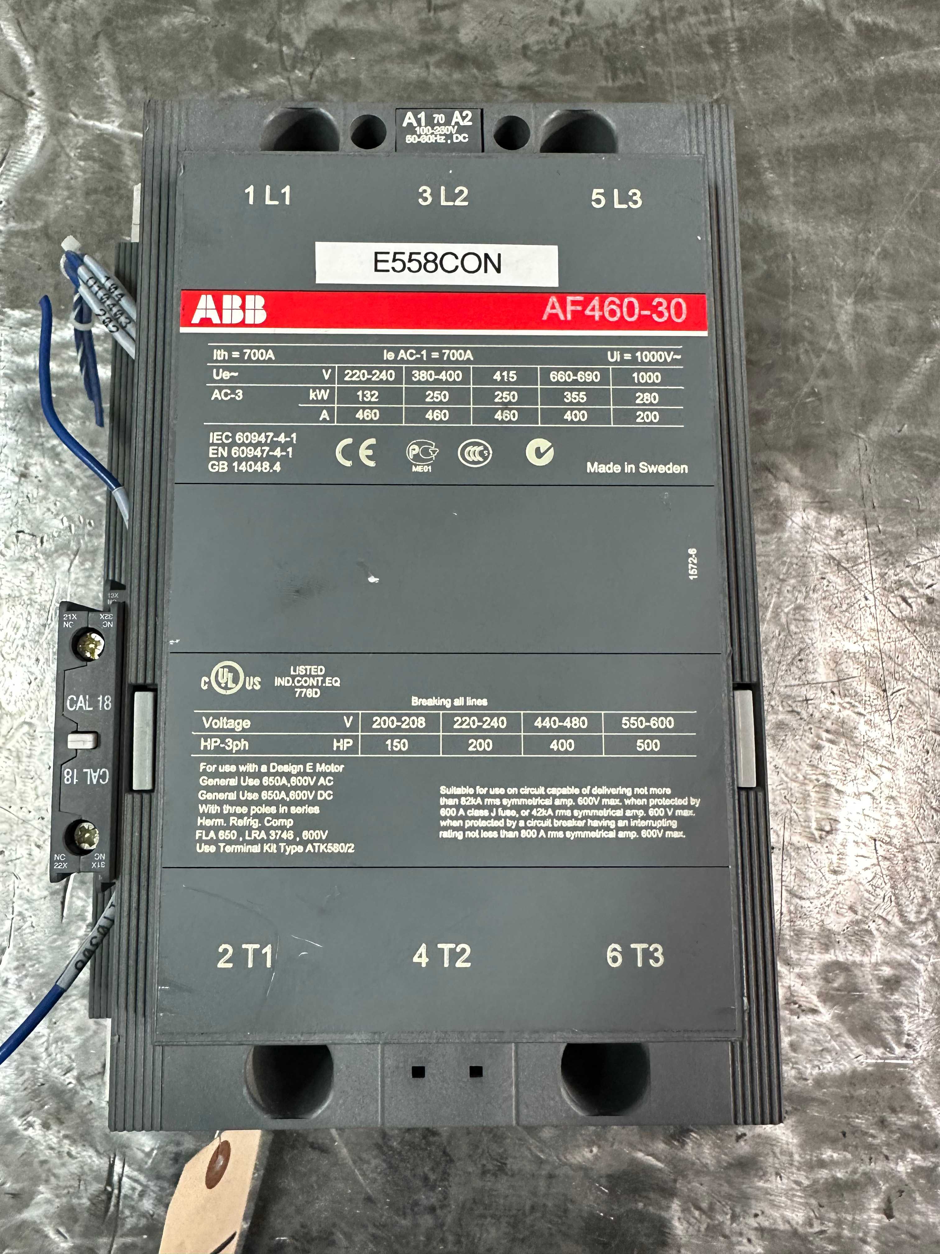 BULK LOT OF ABB AF460-30 3 POLE CONTACTOR QTY 4 700 AMP 600 VOLT 400 HP - CONTACTORS