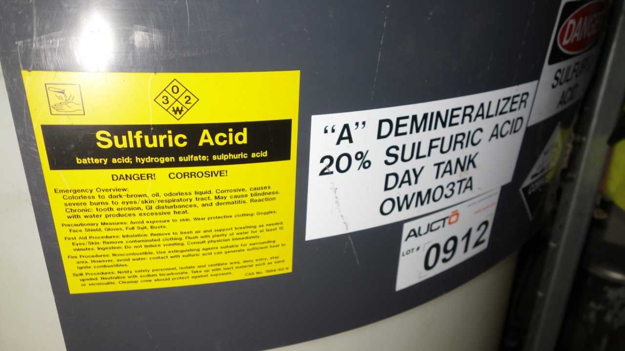 DEMINERALIZER 20% SULFURIC ACID DAY TANK - PROCESS EQUIPMENT