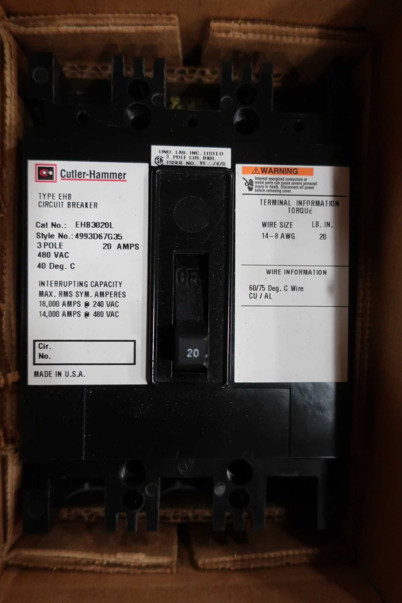 LOT OF ASSORTED CUTLER-HAMMER CIRCUIT BREAKERS - CIRCUIT BREAKERS