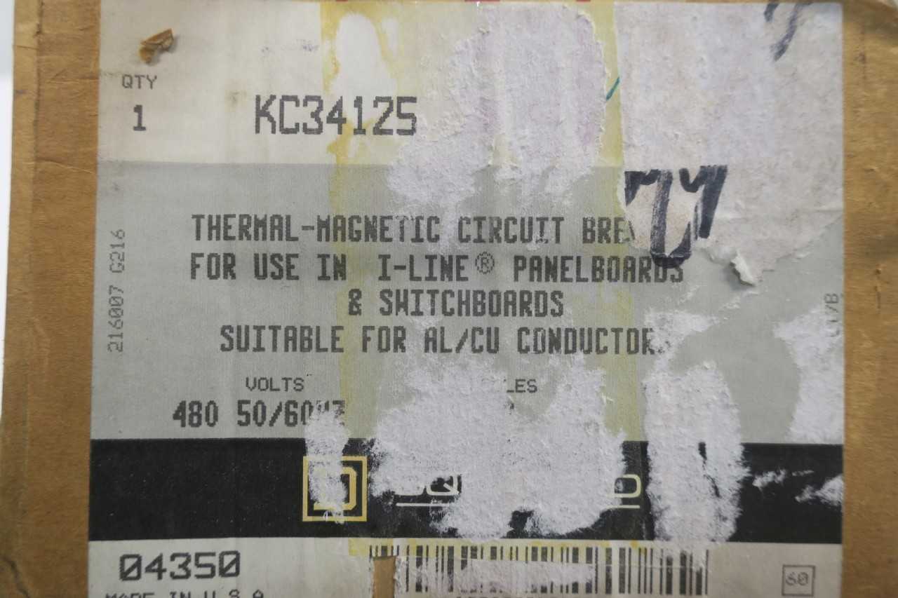 NEW SQUARE D KC34125 125A 3P MOLDED CASE CIRCUIT BREAKER 480V-AC SER 2 - CIRCUIT BREAKERS
