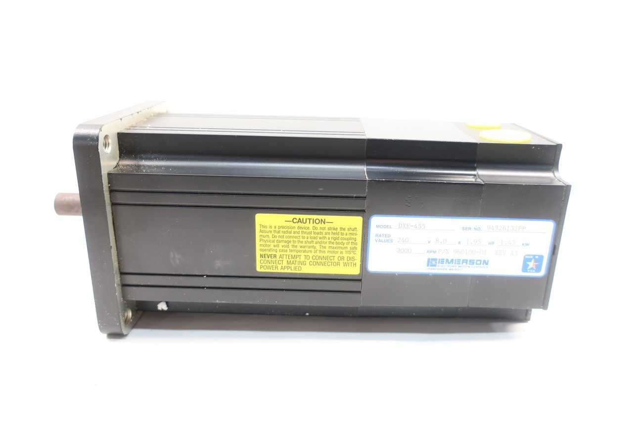 NEW EMERSON DXE-455 SERVO MOTOR 3000RPM REV A3 240V-AC 8A AMP 1.95HP - SERVO