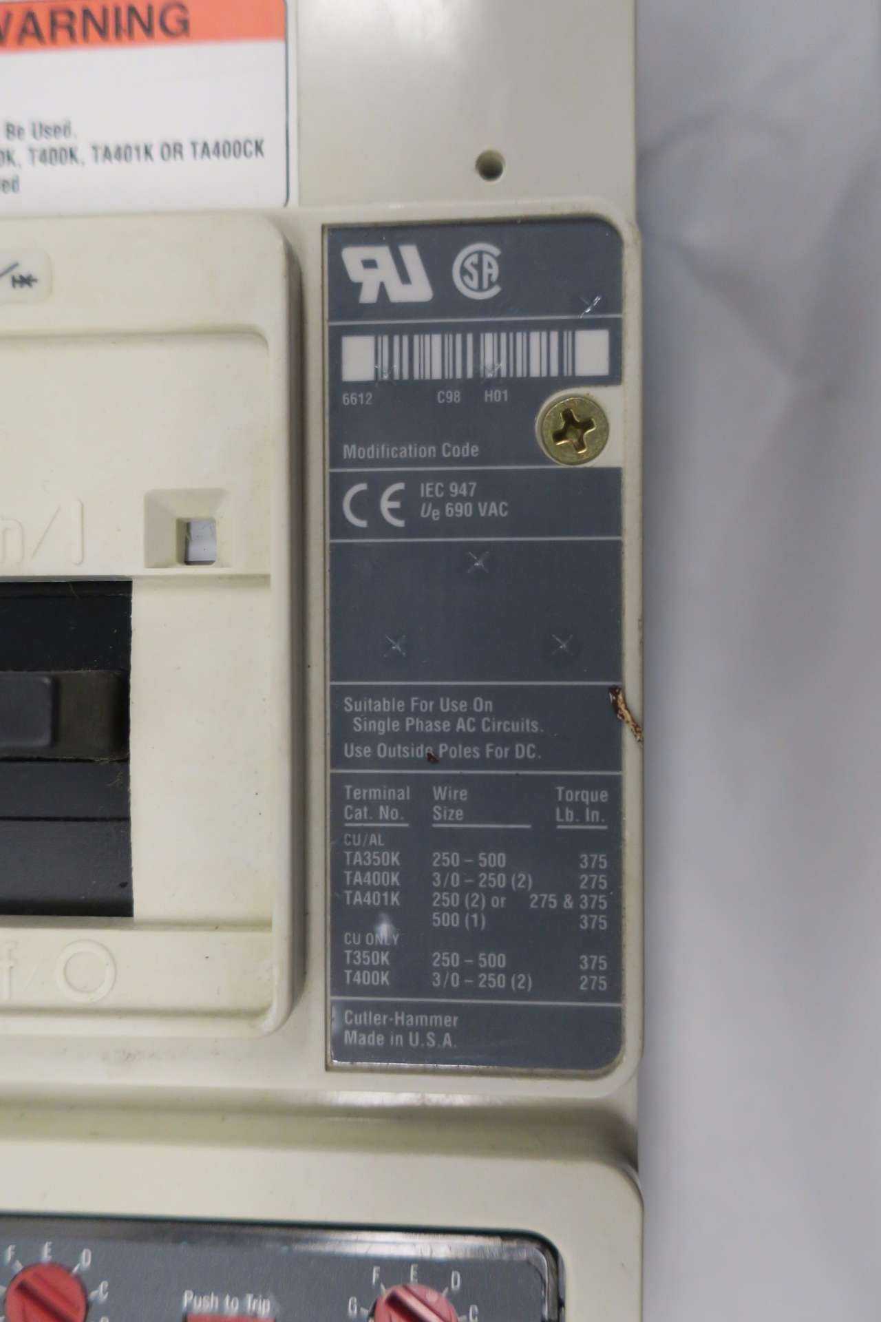 CUTLER HAMMER 400A 600V-AC MOLDED CIRCUIT BREAKER - CIRCUIT BREAKERS