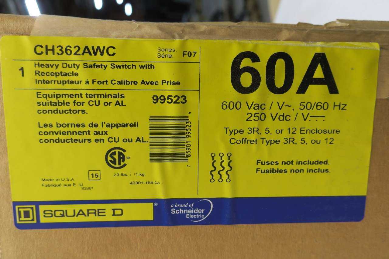 SQUARE D RECEPTACLE FUSIBLE DISCONNECT SWITCH - DISCONNECT SWITCHES