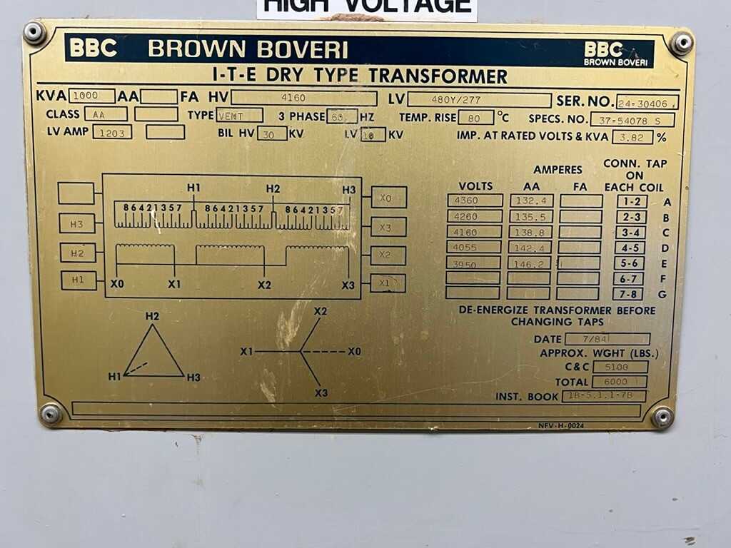 BBC 1000KVA dry transformer - CONTROL TRANSFORMERS