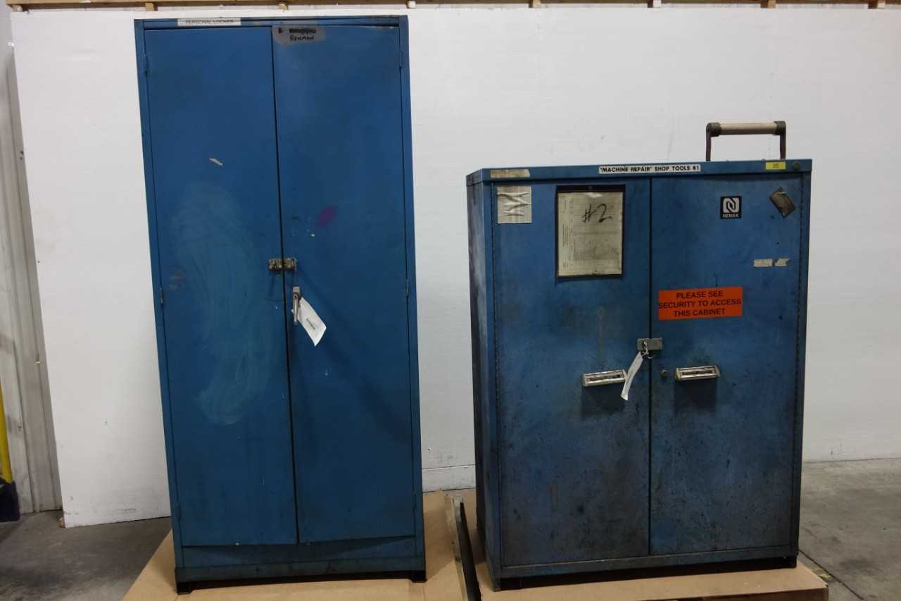 LOT OF 2 ASSORTED STORAGE CABINETS - TOOL STORAGE