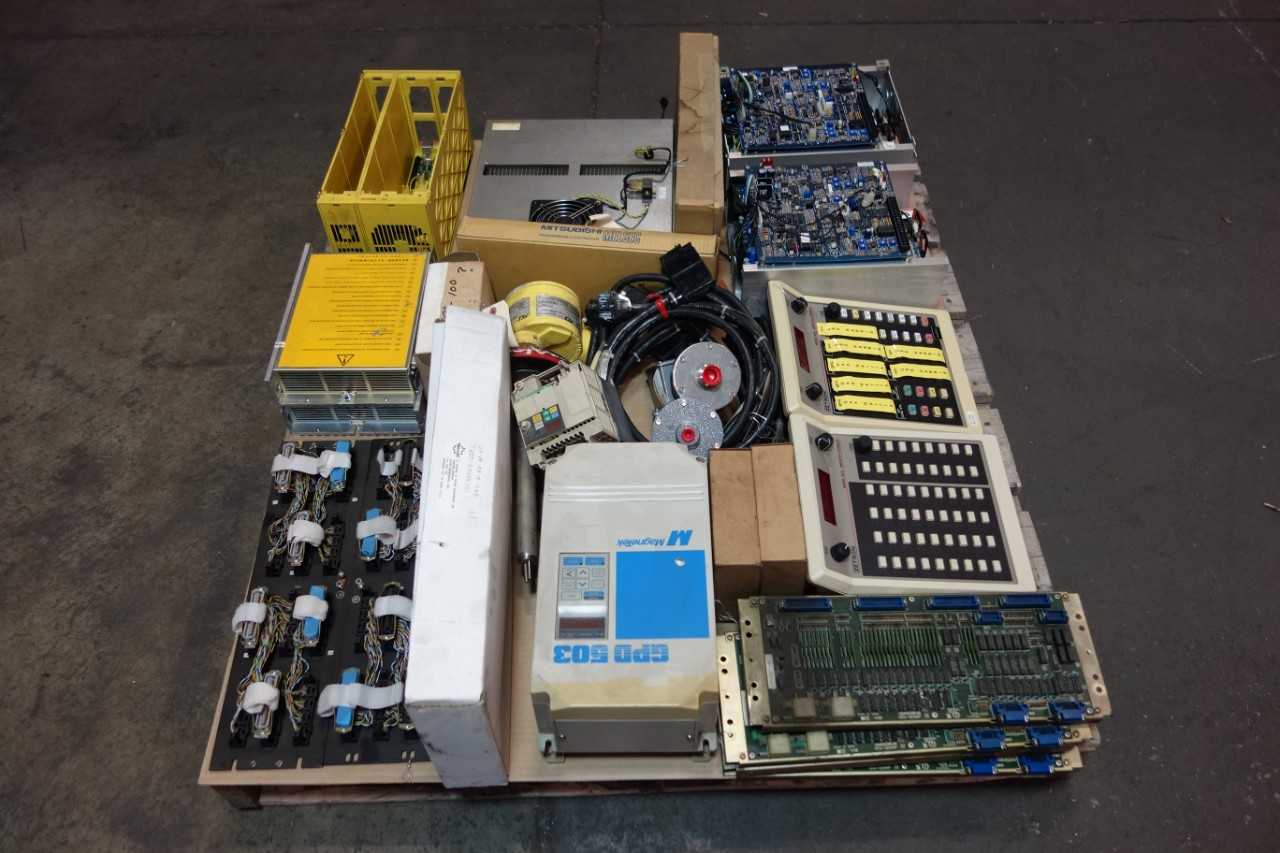 1 PALLET OF ASSORTED ELECTRICAL- MOTOR DRIVES, MEDIA CONVERTER- ABB, BAILEY, YASKAWA - MOTOR DRIVES