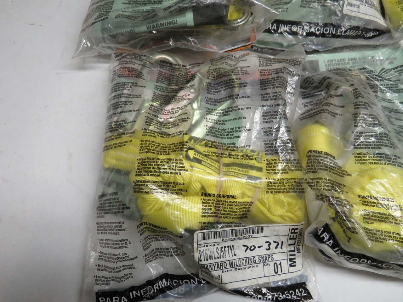 LOT OF 6 MILLER 216WLS/5FTYL MANYARD W/ LOCKING SNAPS - SAFETY EQUIPMENT