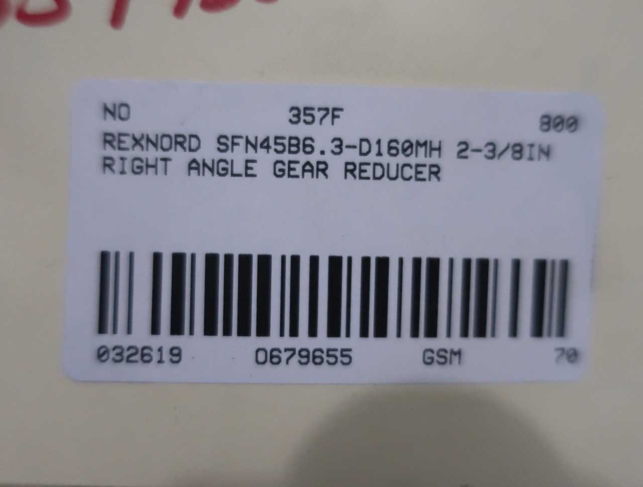 REXNORD SFN45B6.3-D160MH 63:1 GEAR REDUCER - GEAR REDUCERS