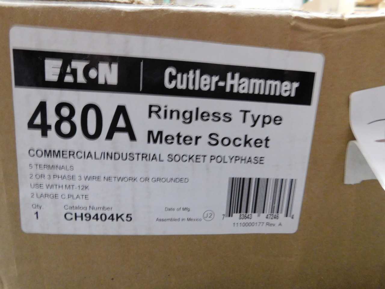 Lot of 1 CH9404K5 Meter Socket - INDUSTRIAL PARTS
