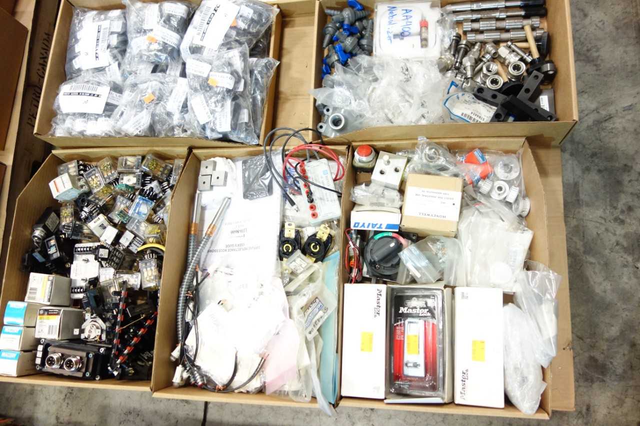 4 PALLETS OF ASSORTED MISCELLANEOUS INDUSTRIAL SURPLUS - ELECTRICAL COMPONENTS