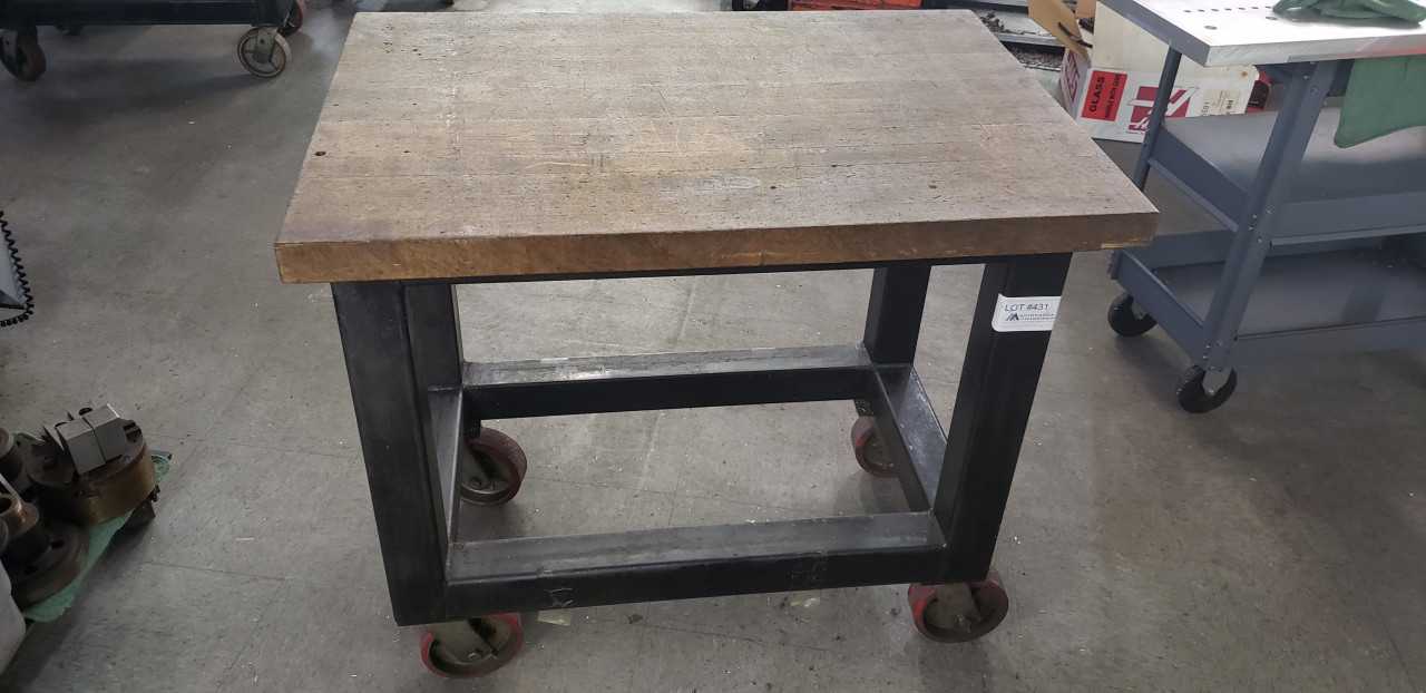 Heavy Steel Rooling Cart w/ Wood top 26" x 36" - ROLLING CARTS Heavy Steel Rooling Cart w/ Wood top 26" x 36" - ROLLING CARTS