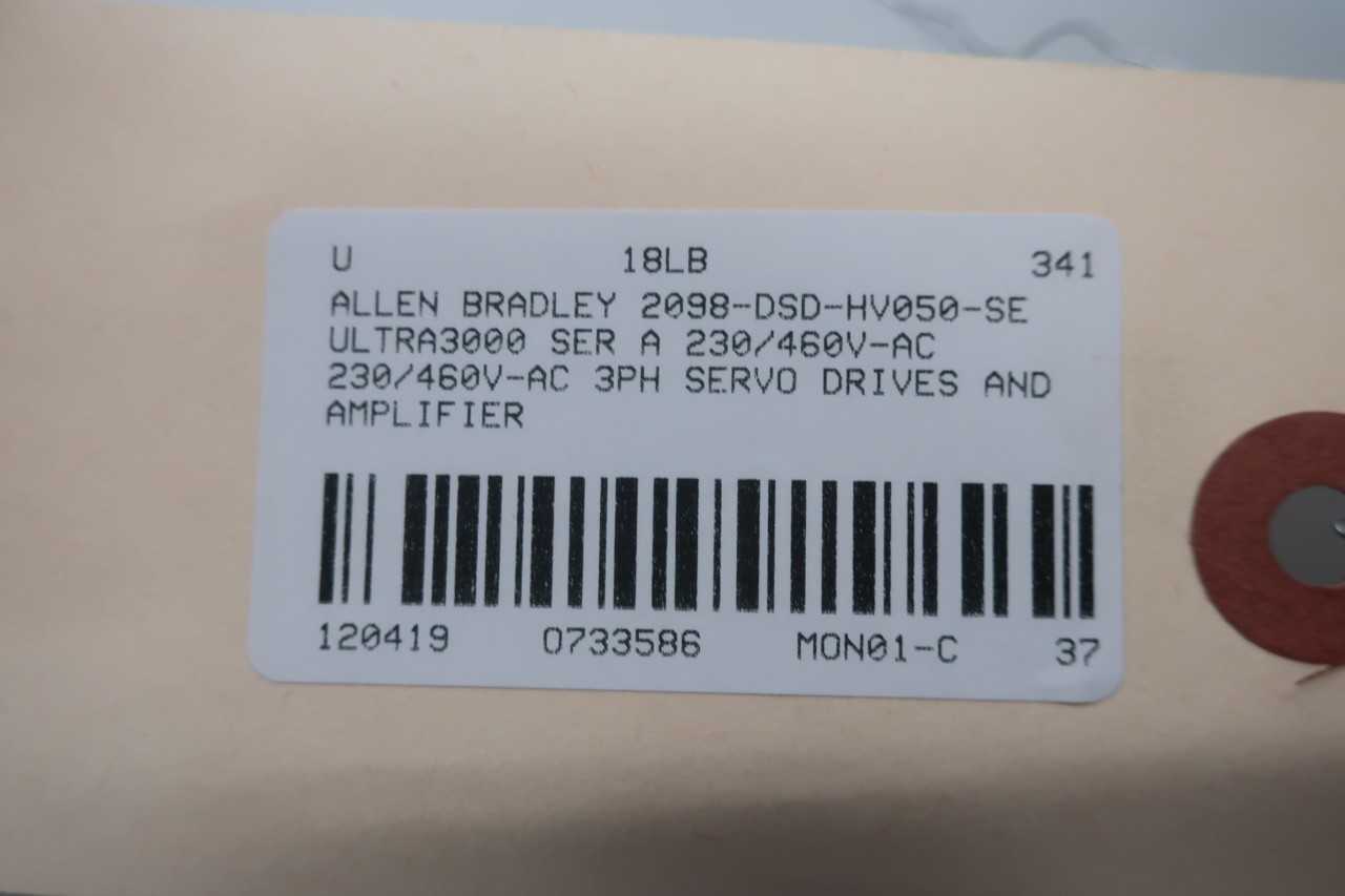 ALLEN BRADLEY 2098-DSD-HV050-SE ULTRA3000 SERVO DRIVE 3PH 230/460V-AC - AUTOMATION & CONTROLS