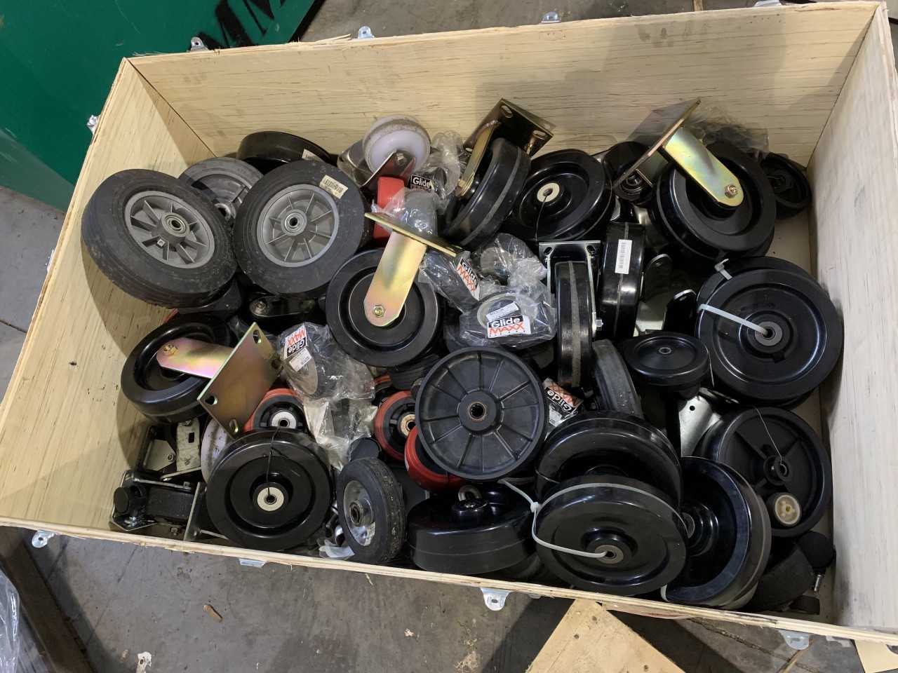 CRATE OF NEW CASTERS WHEELS VARIOUS SIZES - INDUSTRIAL PARTS