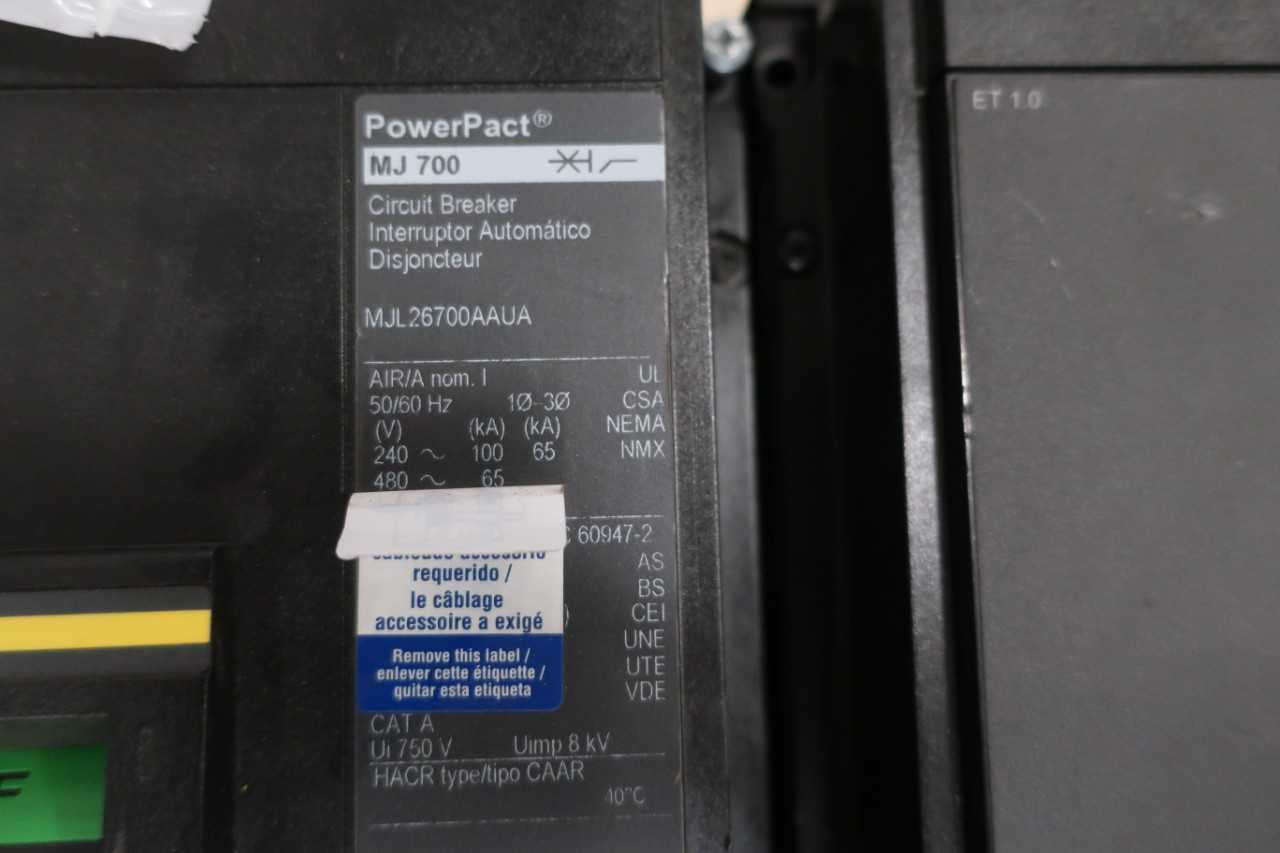 LOT OF 4 SQUARE D MJL26700AAUA POWER PACT MJ700 CIRCUIT BREAKERS 700A 2P 600V-AC - CIRCUIT BREAKERS