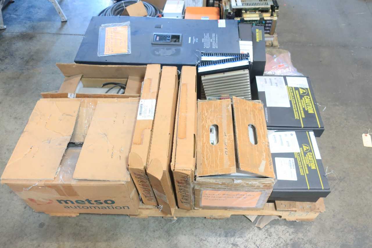 2 PALLETS OF ASSORTED ELECTRIC SWITCH CONTROLS, SERVO DRIVE, CABLE-WIRE CONTROLS, POWER SUPPLY CONT, SERVO MOTOR, MOTOR DRIVE, CIRCUIT BOARD CONTROLS, MODULES- WESTINGHOUSE, BOC EDWARDS, ALLEN BRADLEY, BAILEY, ABB, UNITED ELECTRIC, GOULD, TOBISHA - AUTOMATION & CONTROLS