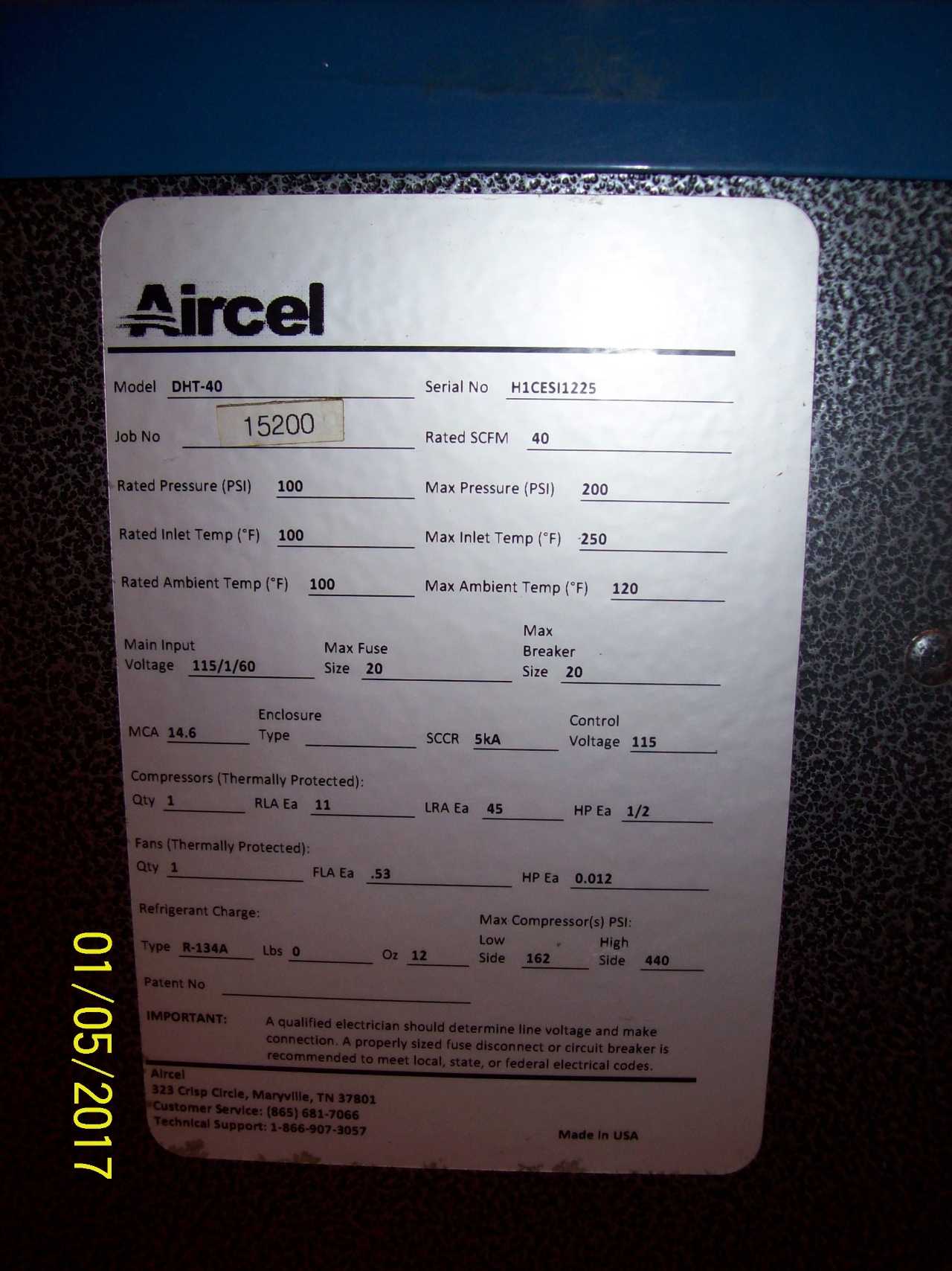 Aircel DHT-40 Air Dryer - AIR DRYERS
