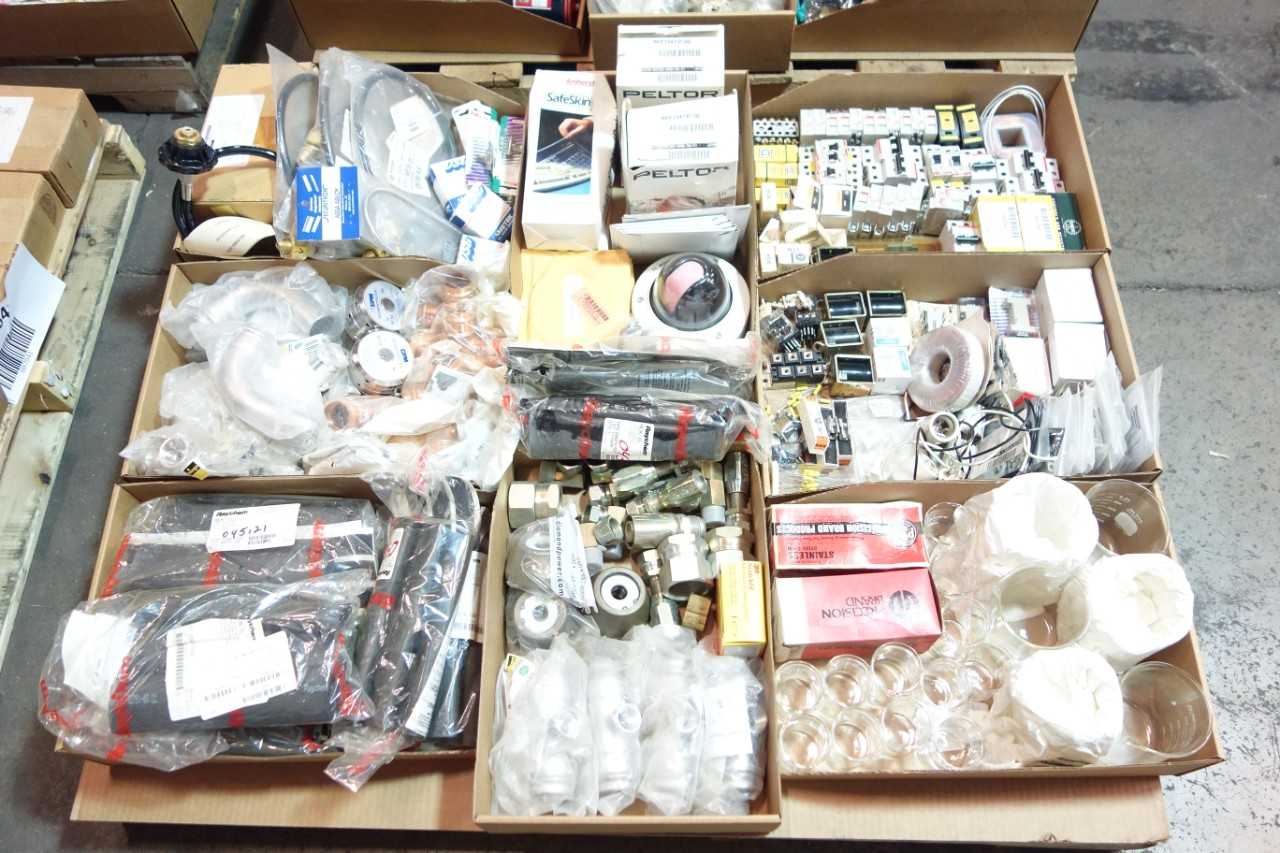 4 PALLETS OF ASSORTED MISCELLANEOUS INDUSTRIAL SURPLUS - ELECTRICAL COMPONENTS