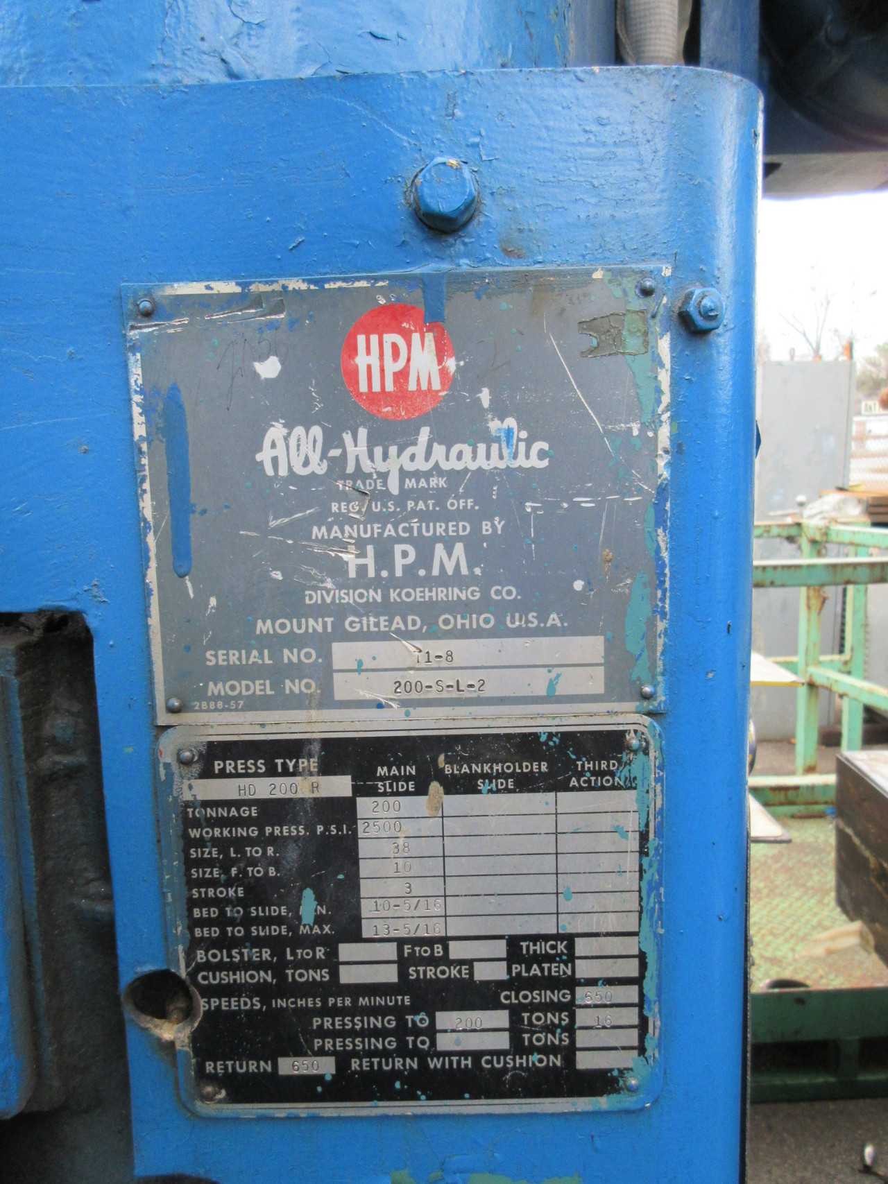 HPM 200 TON HYDRAULIC PRESS - PRESSES