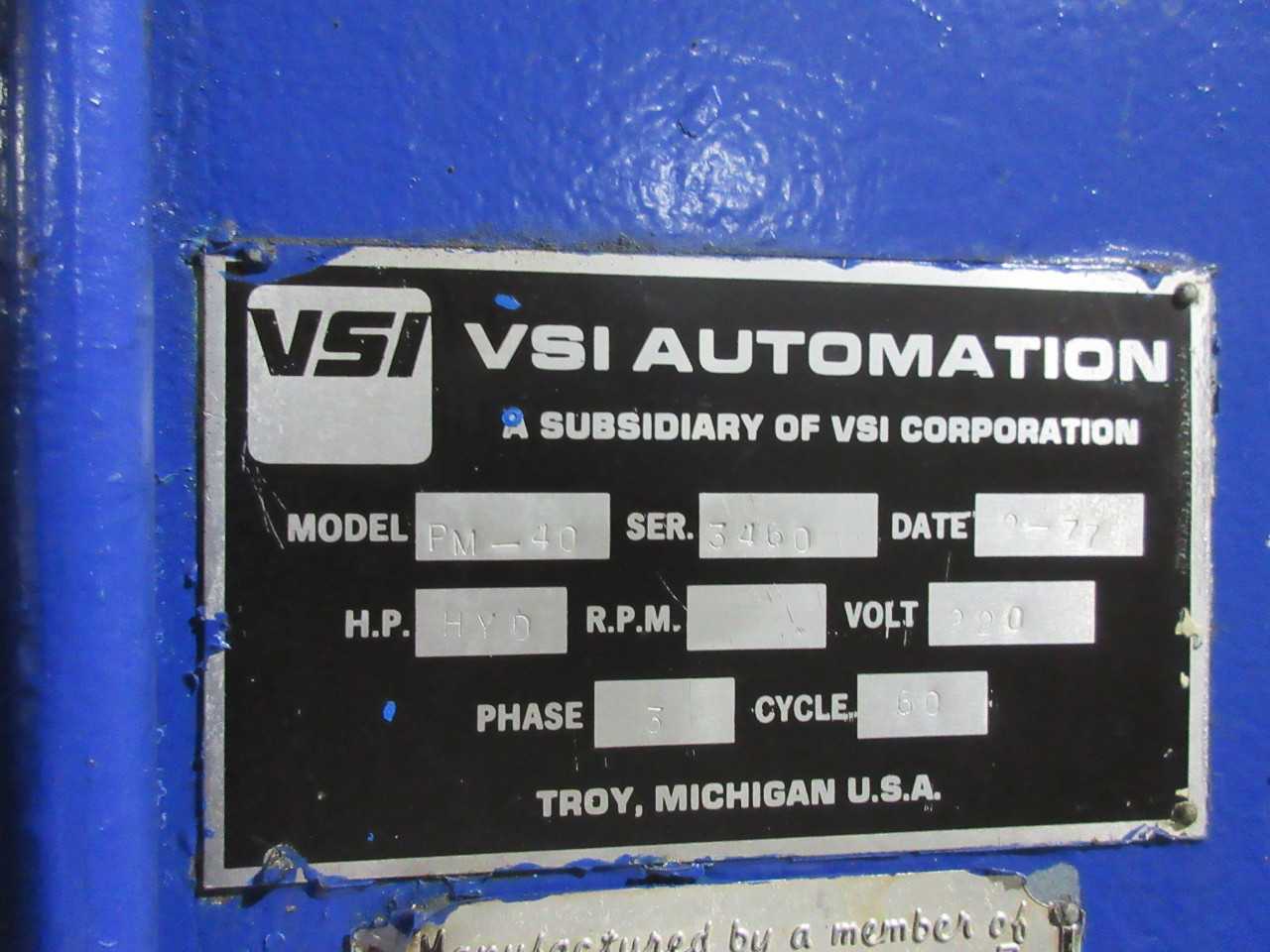 VSI PM-40 AUTOMATION HEAVY DUTY ORBITAL RIVETER - MACHINING ACCESSORIES & TOOLING