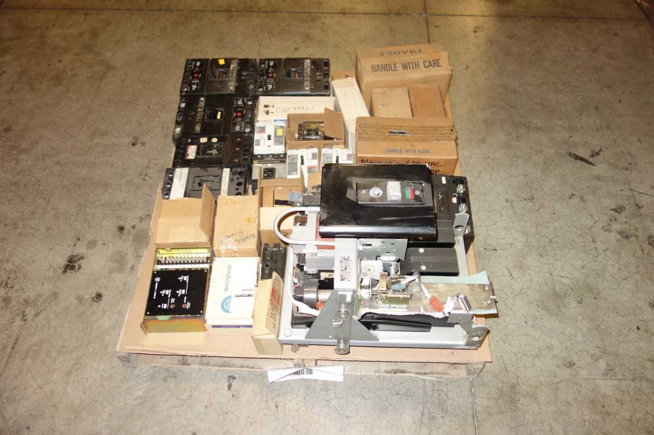 1 PALLET OF ASSORTED MOLDED CASE CIRCUIT BREAKERS, TRIP UNIT, BREAKER PARTS AND ACCESSORIES - CIRCUIT BREAKERS