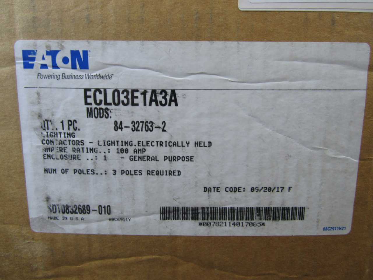 Quantity of 1x ECL03E1A3A Contactor - ELECTRICAL COMPONENTS Quantity of 1x ECL03E1A3A Contactor - ELECTRICAL COMPONENTS