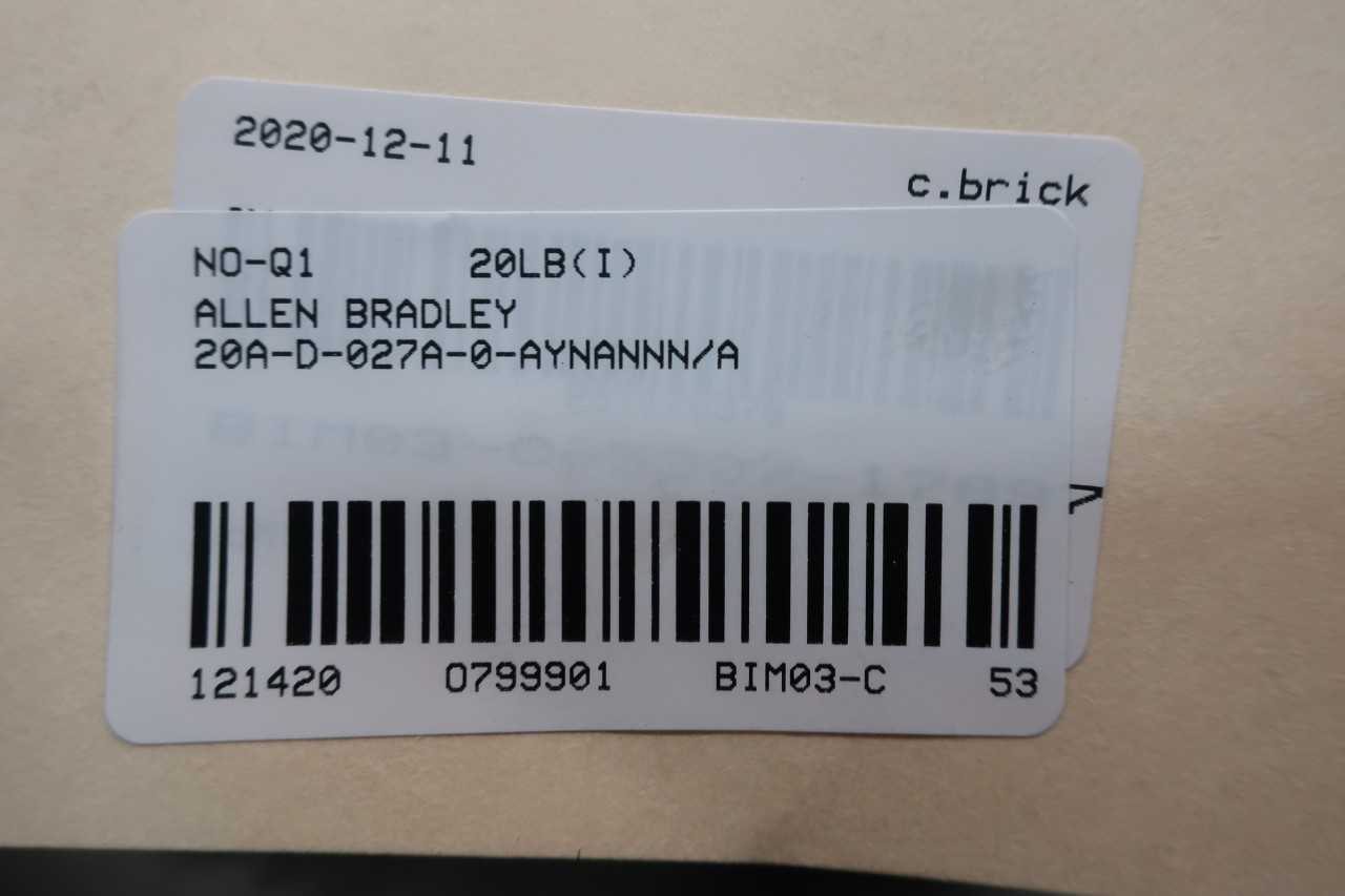 ALLEN BRADLEY 20A-D-027A-0-AYNANNN POWERFLEX 70 VFD DRIVE - MOTOR DRIVES