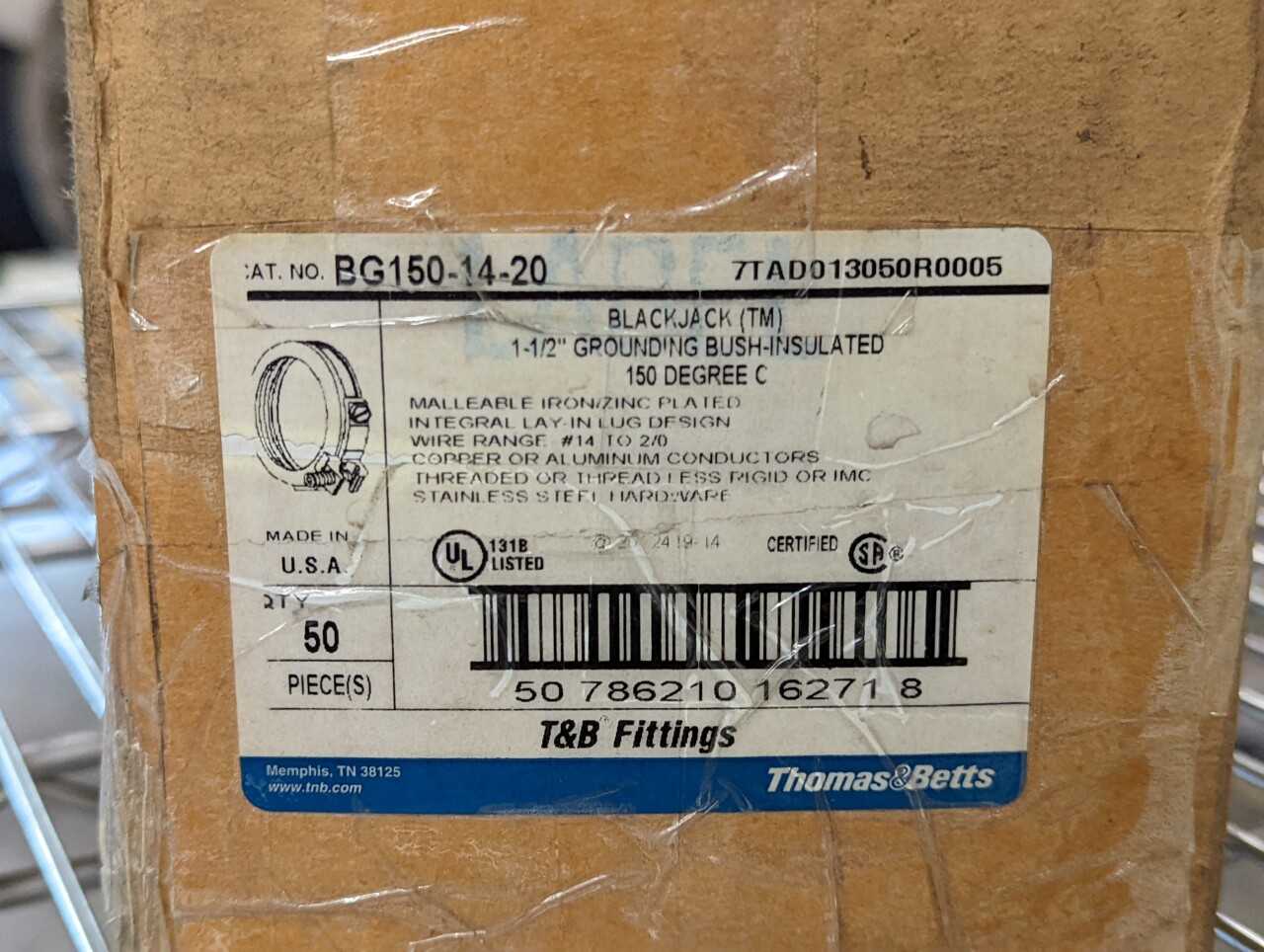 [T&B - Case of 50] "BG150-14-20" 1.5in Insulated Bushing - CIRCUIT BREAKERS