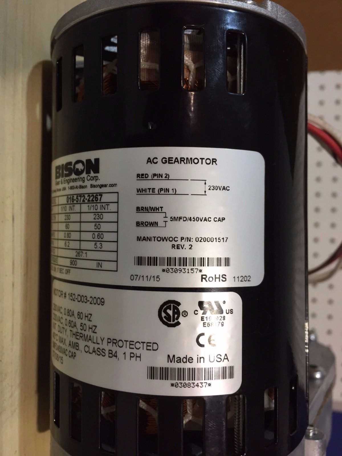 5 Manitowoc-Ice-Machine-Gear-Motor-230V-Bison-020001517-020003596 - ELECTRIC MOTORS